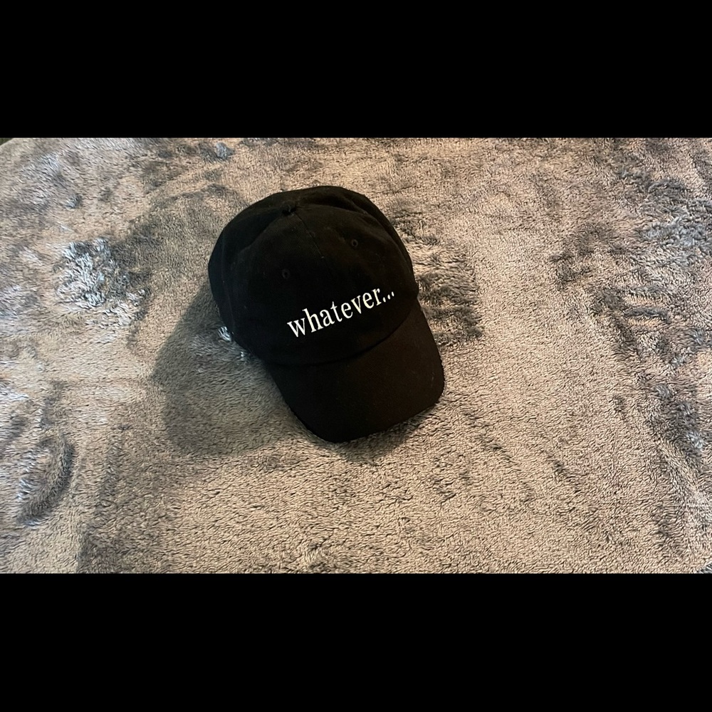 HEAD SHOTS BRAND BLACK CAP EMBROIDERED WITH "WHATEVER"